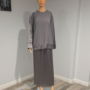 Stylish  Silk Gray Maxi Skirt  Set for Women